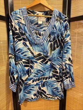 La Blanca Blue Multi Leaf-Print Swim Coverup